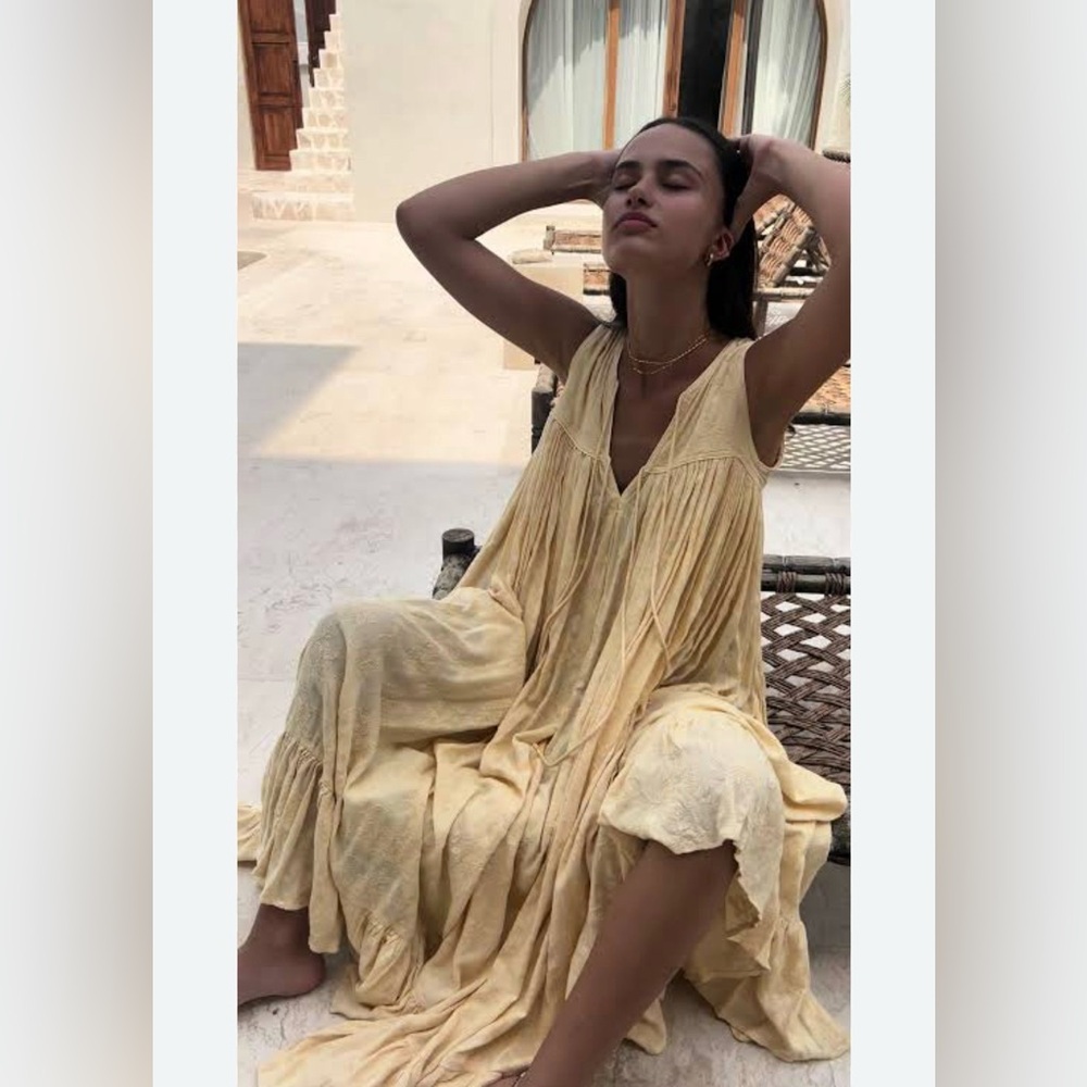SOLD Daughters of India Ishya gown Elegant Yellow Sleeveless Dress